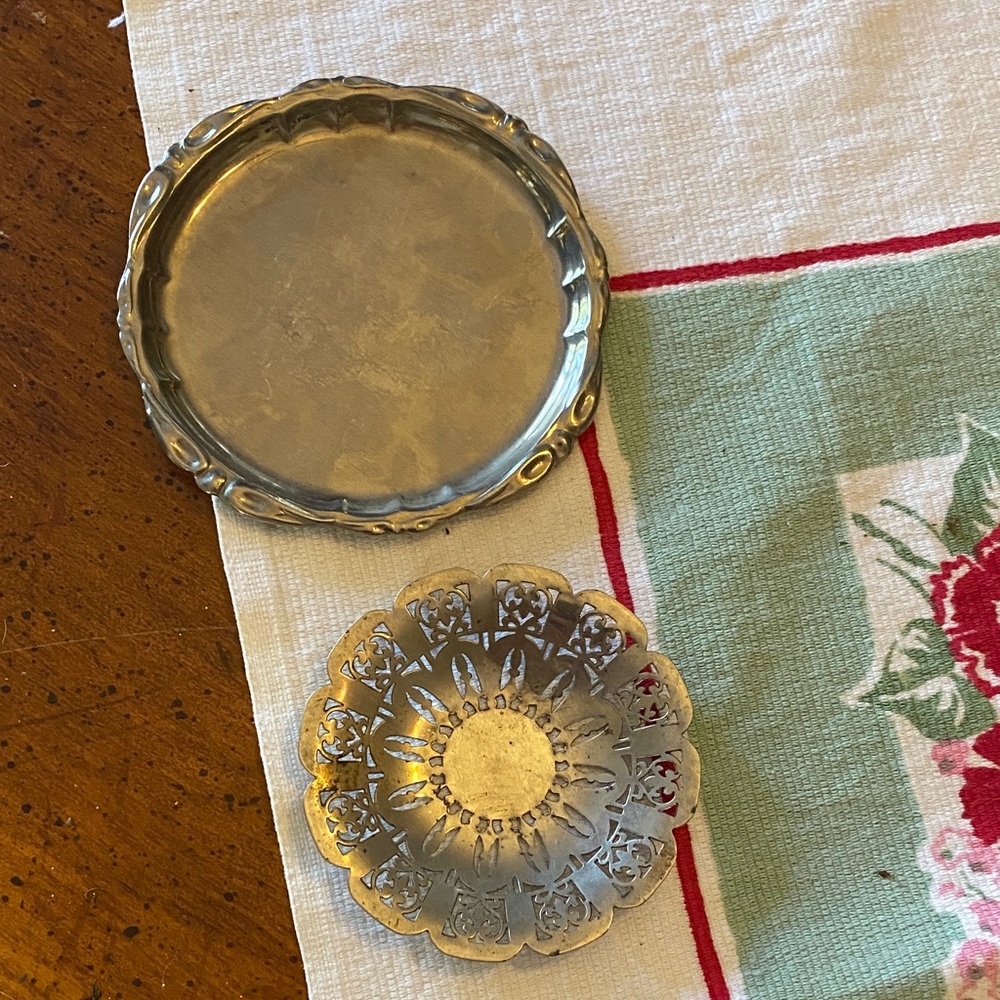 Silver Decorative Metal Coasters - Scalloped and Pierced Designs
